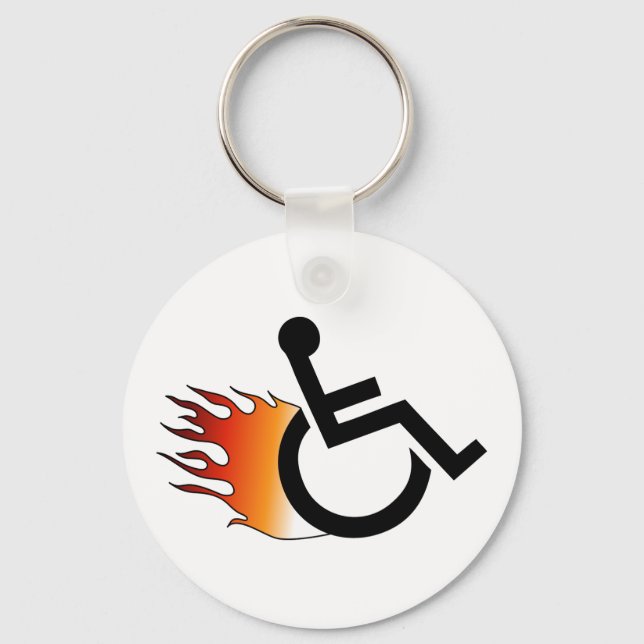 Flaming Wheelchair Key Ring (Front)