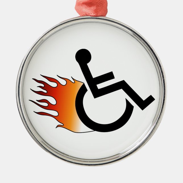 Flaming Wheelchair Metal Tree Decoration (Front)