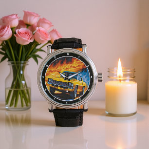 Flaming Yellow Classic Muscle Car Watch