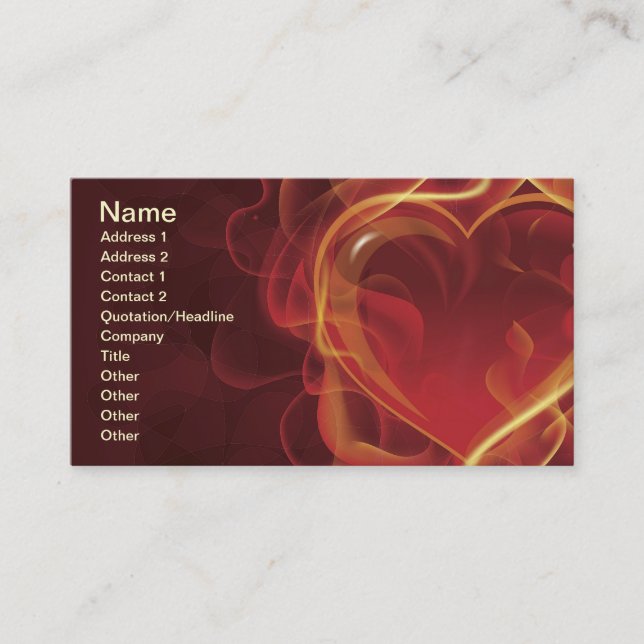 FlamingHeart fire dark red love flames heart shape Business Card (Front)