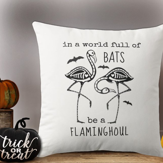 Flaminghoul Skeleton Flamingo Halloween Cushion (Creator Uploaded)