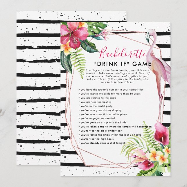 Flamingle Bachelorette Party Game | Drink If Invitation (Front/Back)