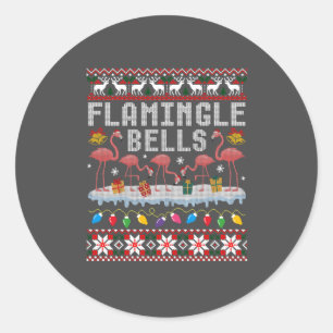 Flamingle Bells Pink Flamingo Christmas Ugly Xmas Classic Round Sticker