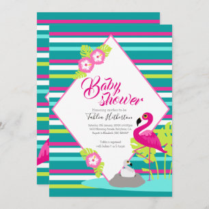 Flamingle flamingo baby shower invitations