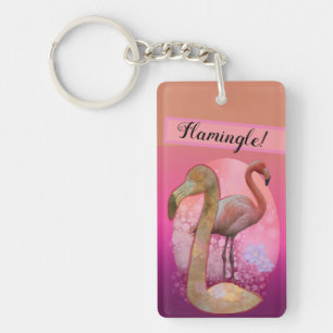 Flamingle Floral Flamingo Key Ring
