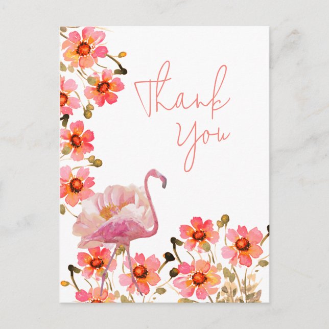 Flamingle Floral Thank You Postcard (Front)