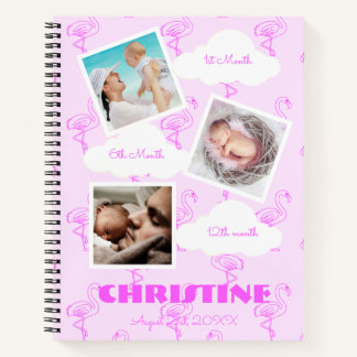 Flamingo 1st birthday Baby Milestone Notebook
