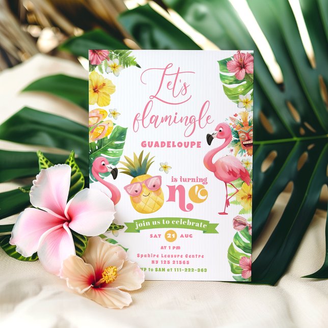 Flamingo 1st birthday invitation (Creator Uploaded)