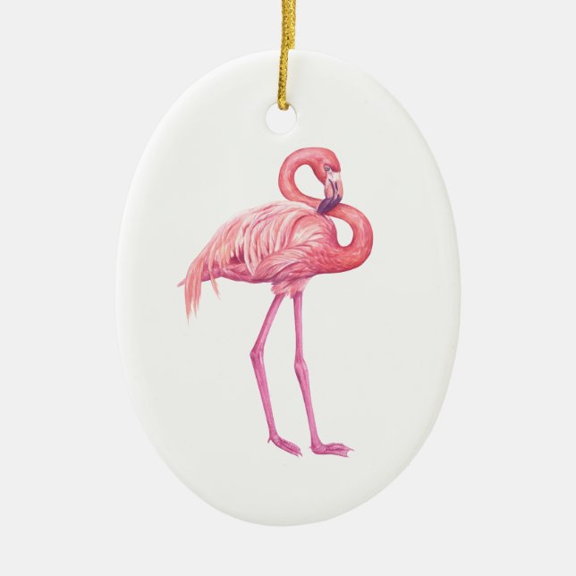 Flamingo 2 ceramic tree decoration (Front)