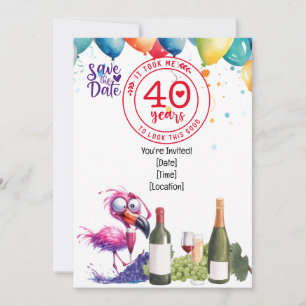 Flamingo  40th Birthday funny saying for party Invitation