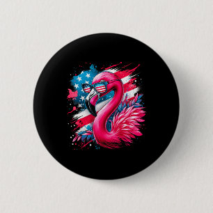 Flamingo 4th Of July American Flag Patriotic Women 6 Cm Round Badge