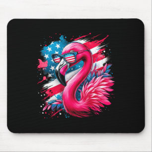 Flamingo 4th Of July American Flag Patriotic Women Mouse Mat