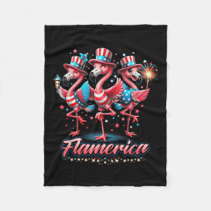 Flamingo 4th Of July Patriotic Usa Independence Fl Fleece Blanket