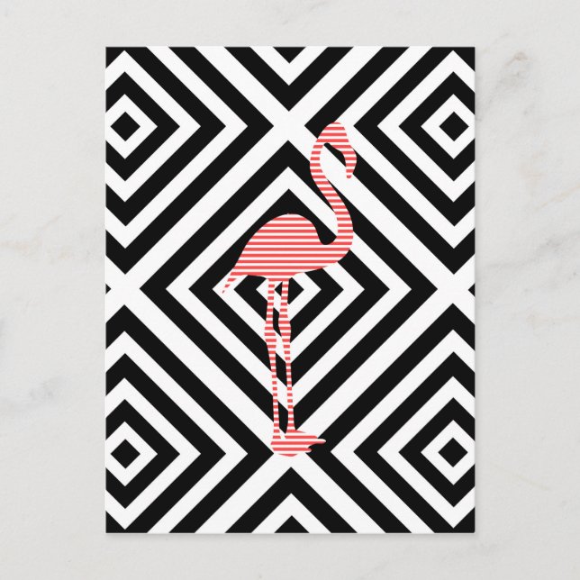 Flamingo - abstract geometric pattern - pink. postcard (Front)