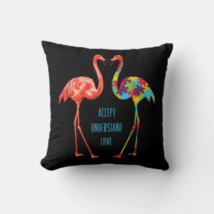 Flamingo Accept Understand Love Autism Flamingo Cushion