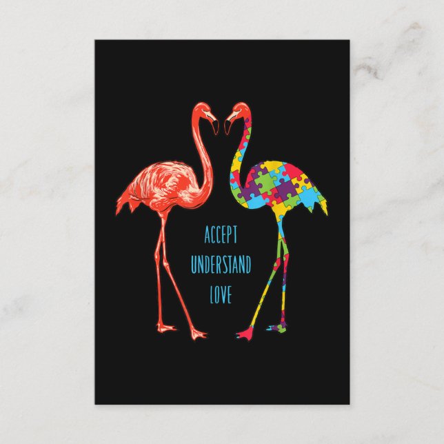 Flamingo | Accept Understand Love Autism Flamingo Enclosure Card (Front)
