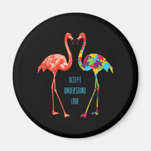 Flamingo Accept Understand Love Autism Flamingo Magnet