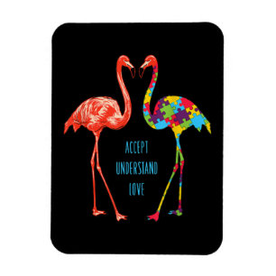 Flamingo Accept Understand Love Autism Flamingo Magnet