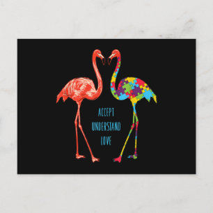 Flamingo   Accept Understand Love Autism Flamingo Postcard