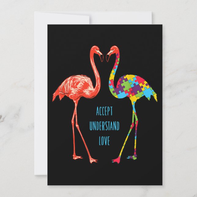 Flamingo | Accept Understand Love Autism Flamingo Save The Date (Front)