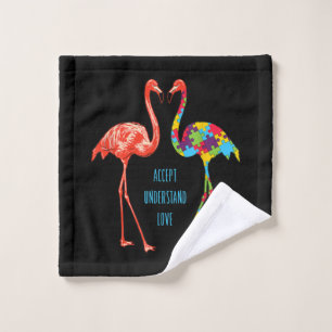 Flamingo   Accept Understand Love Autism Flamingo Wash Cloth