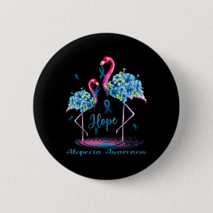Flamingo Alopecia Awareness 6 Cm Round Badge