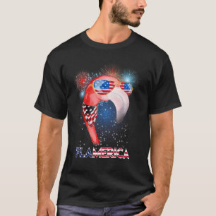 Flamingo American Flag Flamerica 4th Of July Usa P T-Shirt