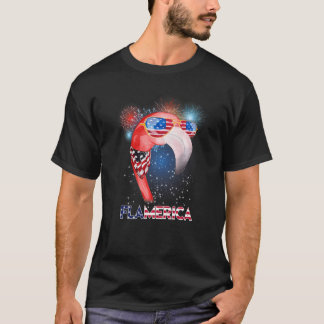 Flamingo American Flag Flamerica 4th Of July Usa P T-Shirt