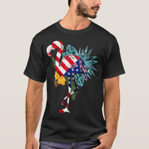 Flamingo American Flag Flamerica Patriotic 4th of  T-Shirt