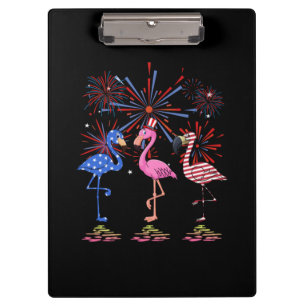 Flamingo American Flag For 4th July Clipboard