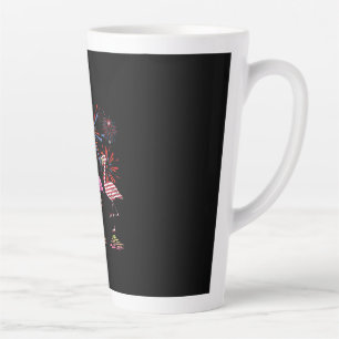 Flamingo American Flag For 4th July Latte Mug