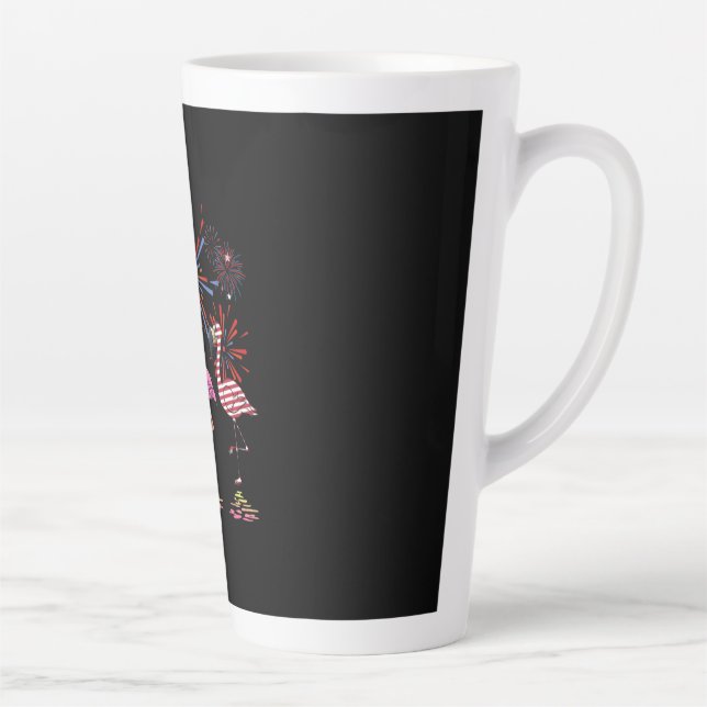 Flamingo American Flag For 4th July Latte Mug (Right)
