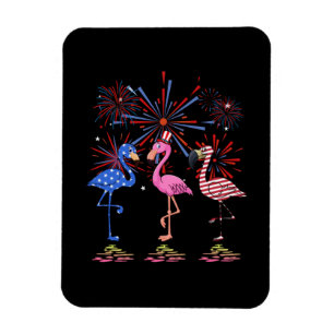 Flamingo American Flag For 4th July Magnet