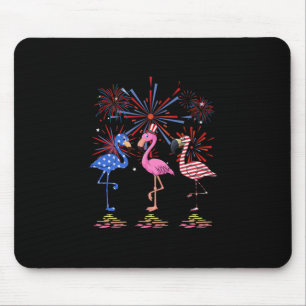Flamingo American Flag For 4th July Mouse Mat