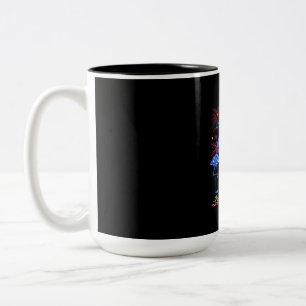 Flamingo American Flag For 4th July Two-Tone Coffee Mug