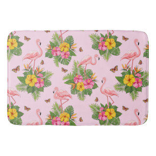 Flamingo and Butterflies 1 Bath Mat