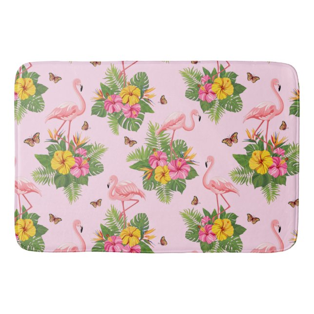 Flamingo and Butterflies 1 Bath Mat (Front)