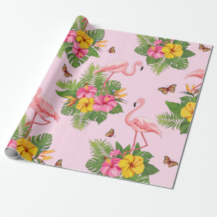 Flamingo and Butterflies 1 Wrapping Paper