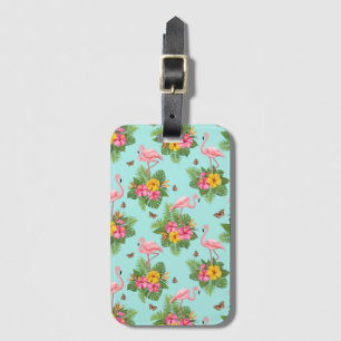 Flamingo and Butterflies 3 Luggage Tag