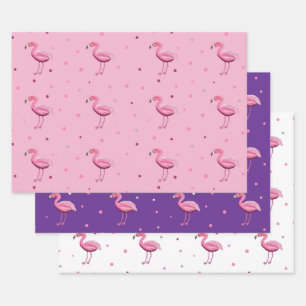 Flamingo and Dots All Occasion Wrapping Paper Sheet