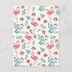 Flamingo And Flowers Postcard