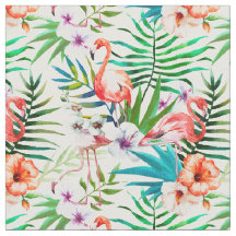 Flamingo and Hibiscus Fabric