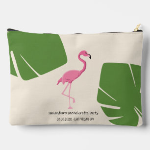 Flamingo and leaves Tropical custom bachelorette Accessory Pouch