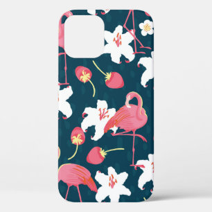 Flamingo and Lilies Tropical vintage Seamless Patt iPhone 12 Case