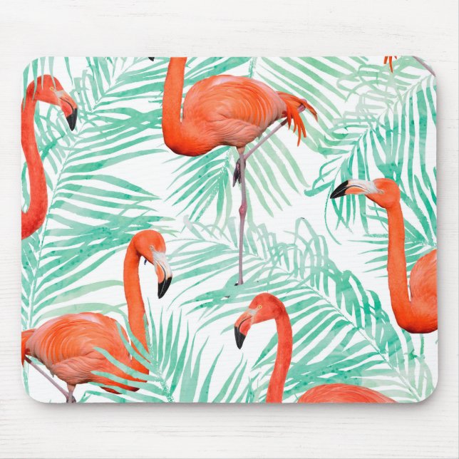 Flamingo and Mint Palm Mouse Mat (Front)