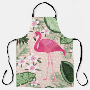 Flamingo and palm trees seamless pattern illustrat apron