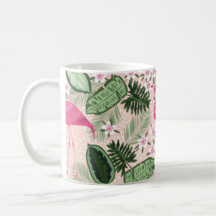 Flamingo and palm trees seamless pattern illustrat coffee mug