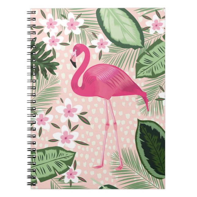 Flamingo and palm trees seamless pattern illustrat notebook (Front)