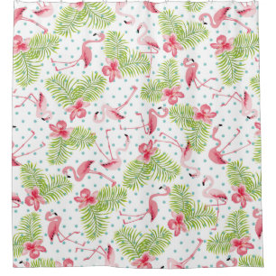 Flamingo and Palm Trees Shower Curtain