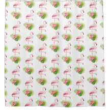 Flamingo and Palm Trees